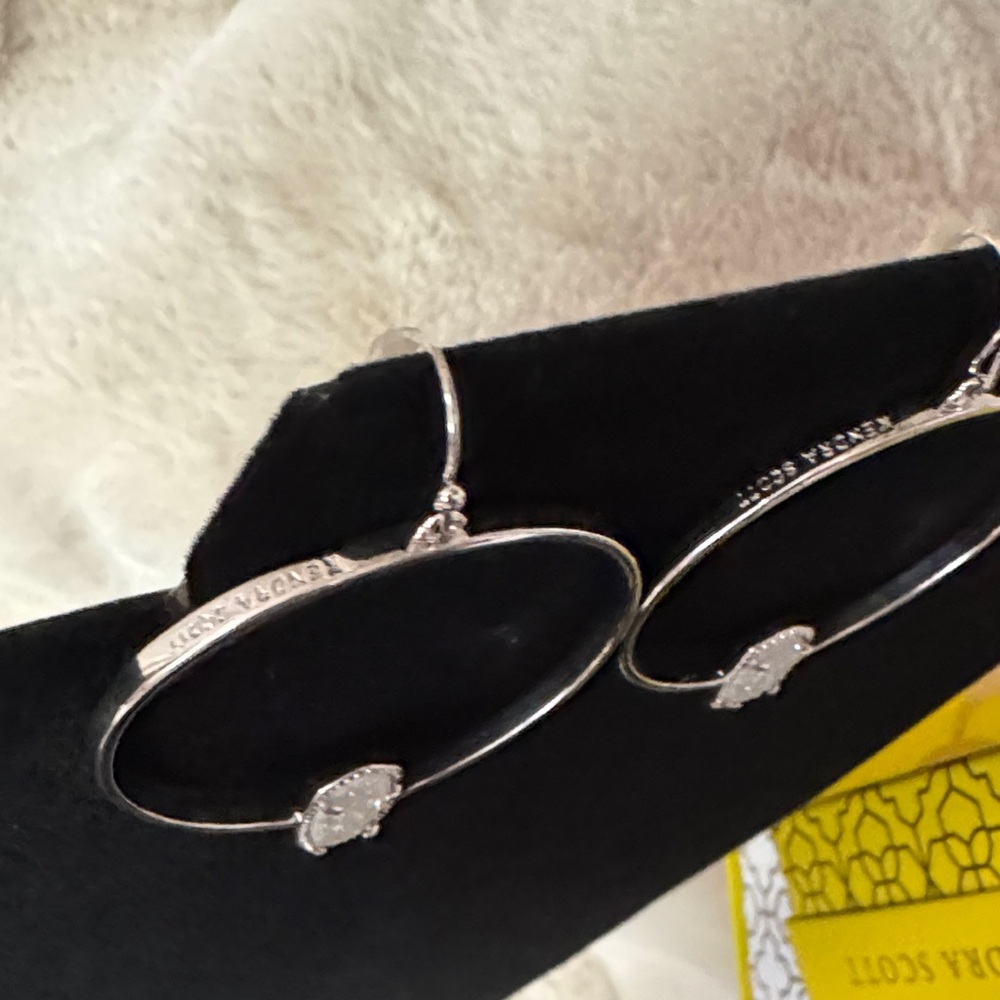 Kendra Scott Silver Elora Earrings with White Druzy Stones - Picture 3 of 3